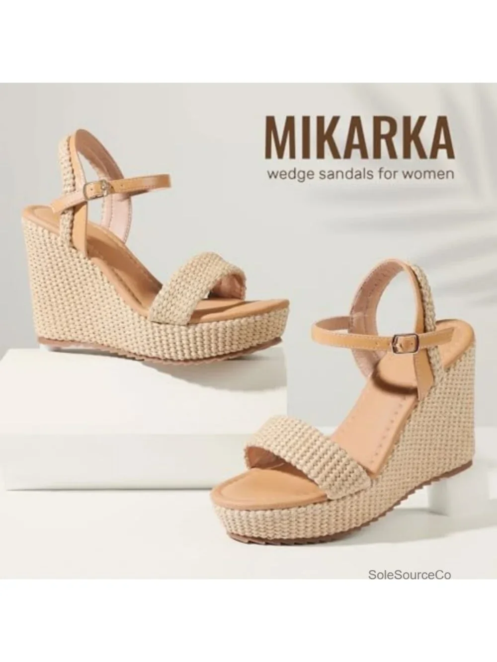 Women's Espadrille Wedge Sandals - Open Toe Platform Summer Shoes with